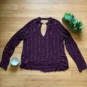 Free People Young Love Embellished Top